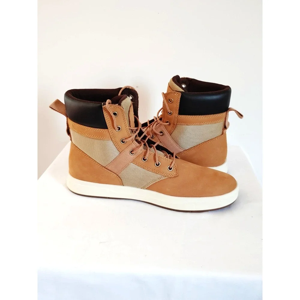 Timberland Square Davis Chukka Boots Tan Leather Textile Men 9.5 Streetwear NWOT